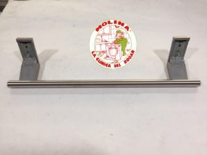 Tirador puerta frigorífico Liebherr, Miele, acero inox, longitud total 45,5 cm.