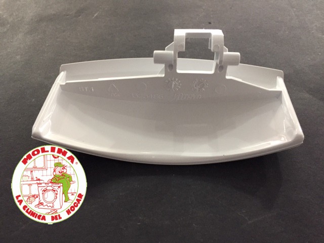 Maneta, Manilla, cierre puerta escotilla lavadora Grupo Electrolux, Zanussi, Corberó, AEG, ARTHUR MARTIN, ZOPPAS, blanca.