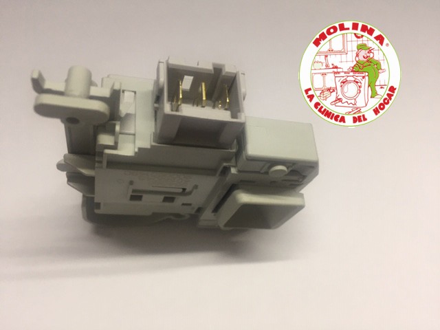 Interruptor, cierre retardado, puerta escotilla, lavadora Bosch, Balay, Siemens, Neff, 3 contactos faston,