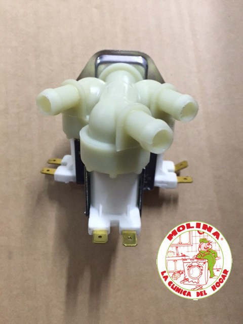 Electroválvula triple 180º lavadora Fagor, Electrolux, AEG, Zoppas, Zanussi, etc, 220V, 3 vias.