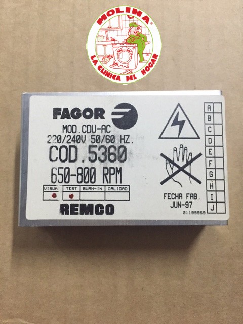 Circuito electrónico lavadora grupo Ulgor, Fagor, Aspes, Edesa, 650-800r.p.m., 5360
