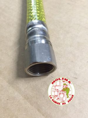Tubo gas natural flexible con enchufe rápido, 1,5 mtrs, rosca 1/2 h - 1/2 m., 0,5 bares.