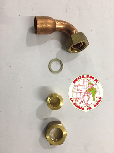 Pipa cocina, calentador entraga gas 1/2 hembra, soldar.