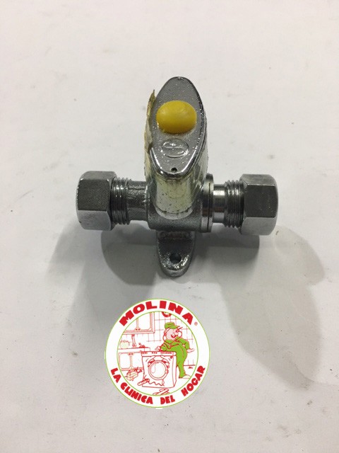 Llave paso gas butano, gas natural tubo 12 mm.