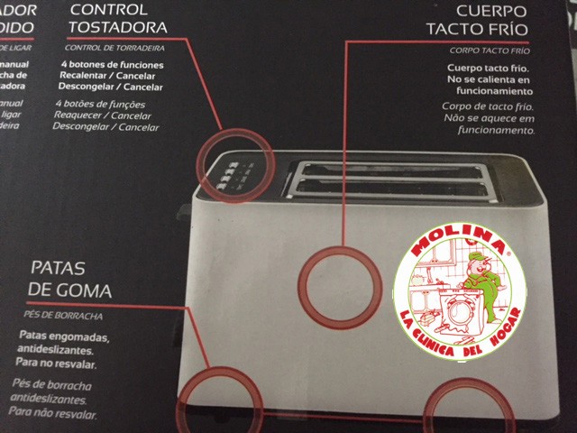 Tostador Küken 2 bocas 850W blanco.