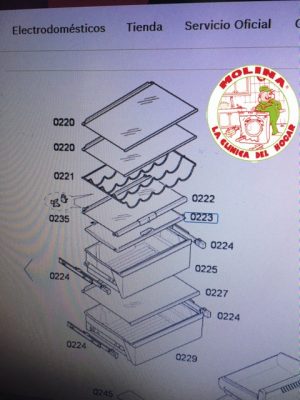 Tapa basculante frigorífico Bosch, Balay, Siemens, 49x28 cm., 2ª por abajo.